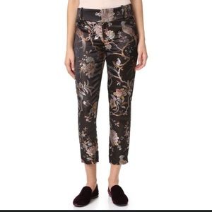 Alice + Olivia Black Floral Cropped Pants